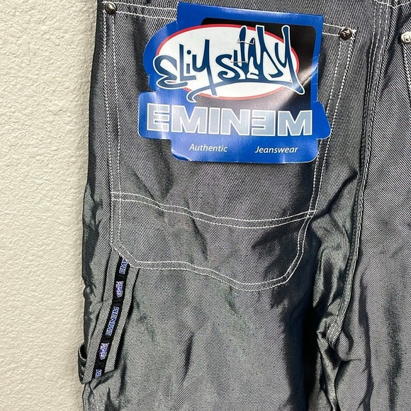 Vintage Deadstock Slim Shady Eminem 90s Baggy Wide Leg Carpenter Jeans Silver 30 - Picture 5 of 16